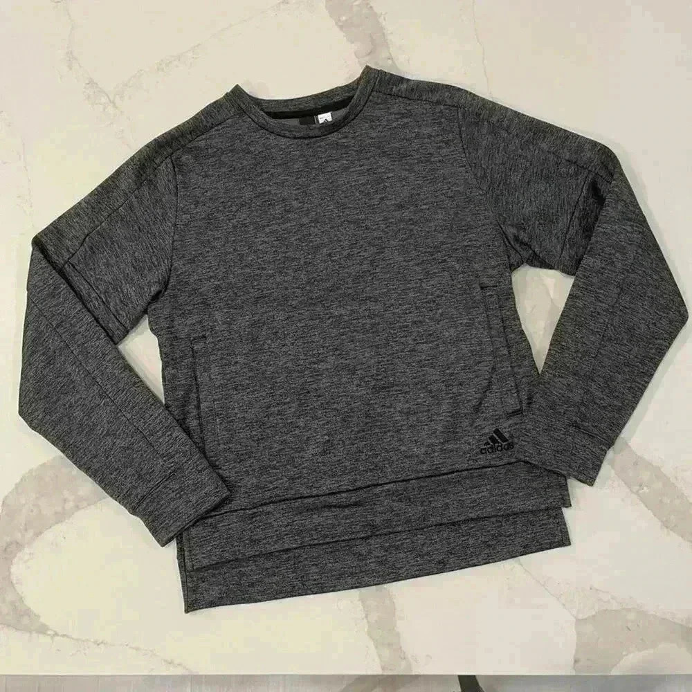 Adidas Athletic Team Issue Fleece Pullover Crewneck Sweatshirt Gray Womens Small